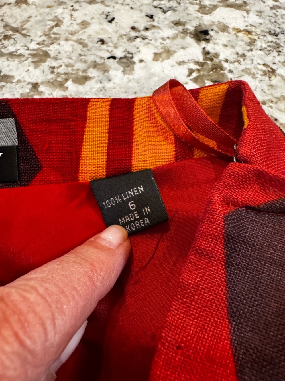 Red Striped Linen Pencil‎ Skirt - Women’s Tailored Fit - Picture 4 of 5
